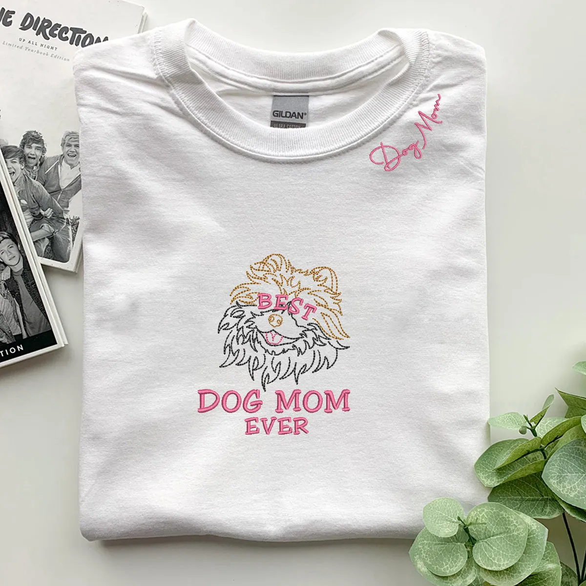 Personalized Best Pomeranian Dog Mom Ever Embroidered Collar Shirt, Custom Shirt with Dog Name,  Best Gifts For Pomeranian Lovers