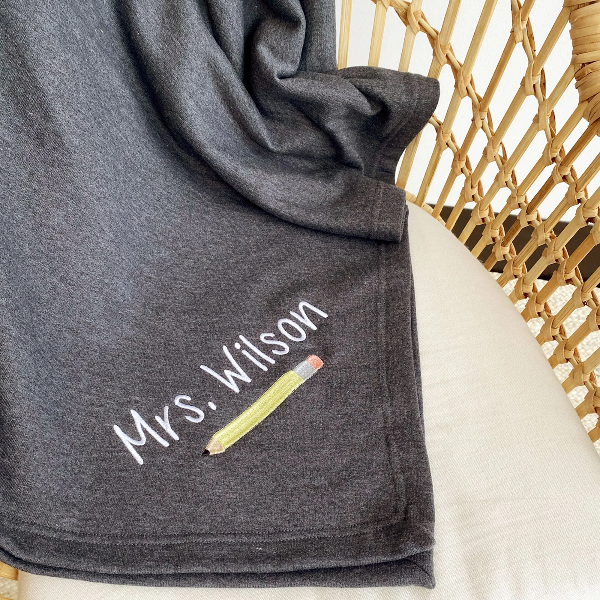 Personalized Pencil Teacher Sweatshirt Blanket