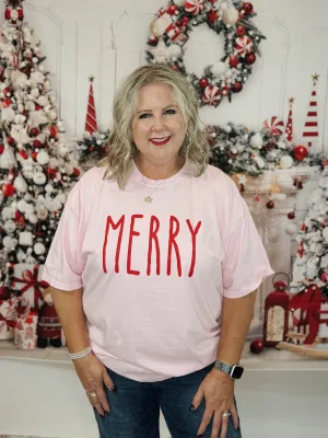 Pink & Red MERRY Tee