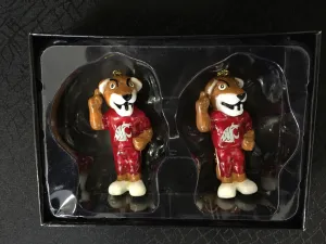 Porcelain WSU Butch T. Cougar Ornaments - 2 Pack