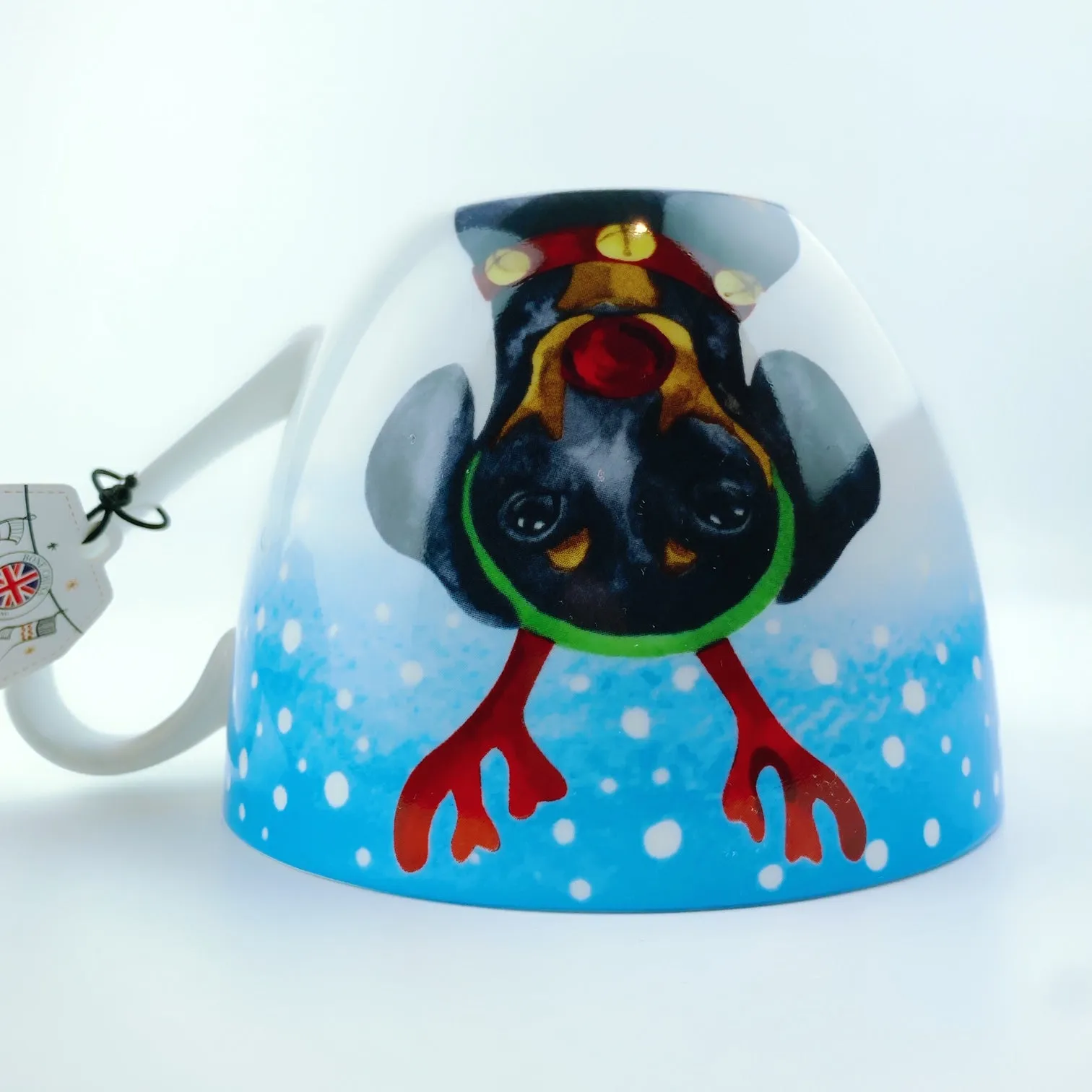 Portobello By Design 'Seasons Greetings' Reindeer Dog Bone China XL Coffee Mug Tea Cup 20 oz