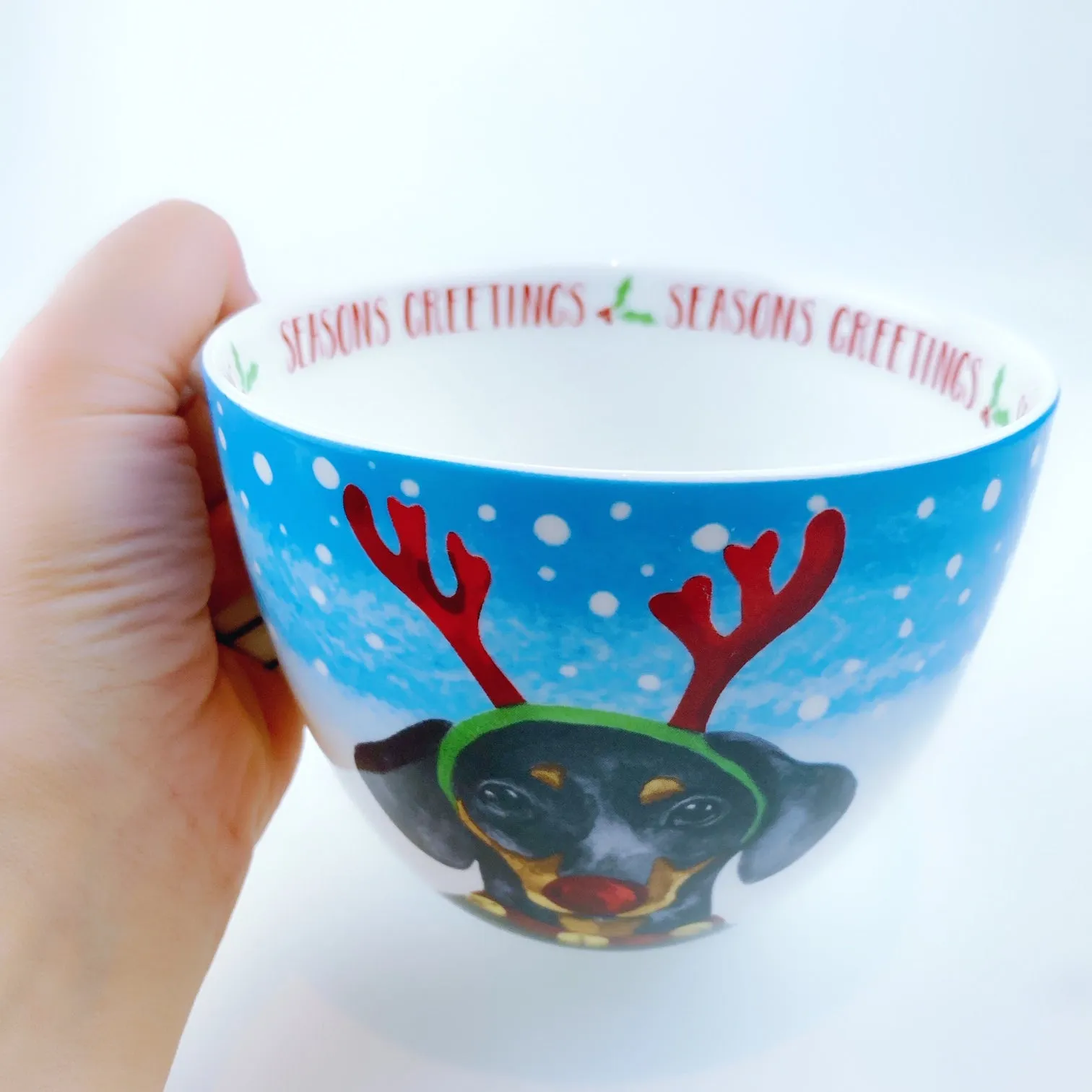 Portobello By Design 'Seasons Greetings' Reindeer Dog Bone China XL Coffee Mug Tea Cup 20 oz