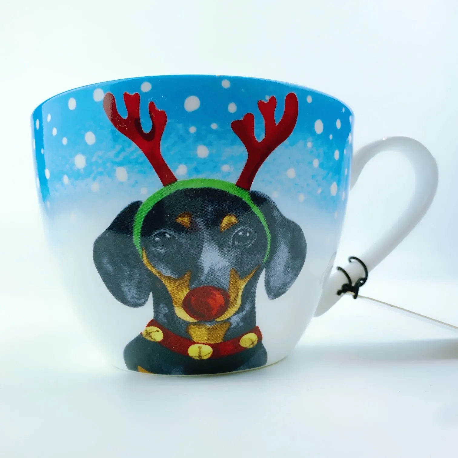 Portobello By Design 'Seasons Greetings' Reindeer Dog Bone China XL Coffee Mug Tea Cup 20 oz