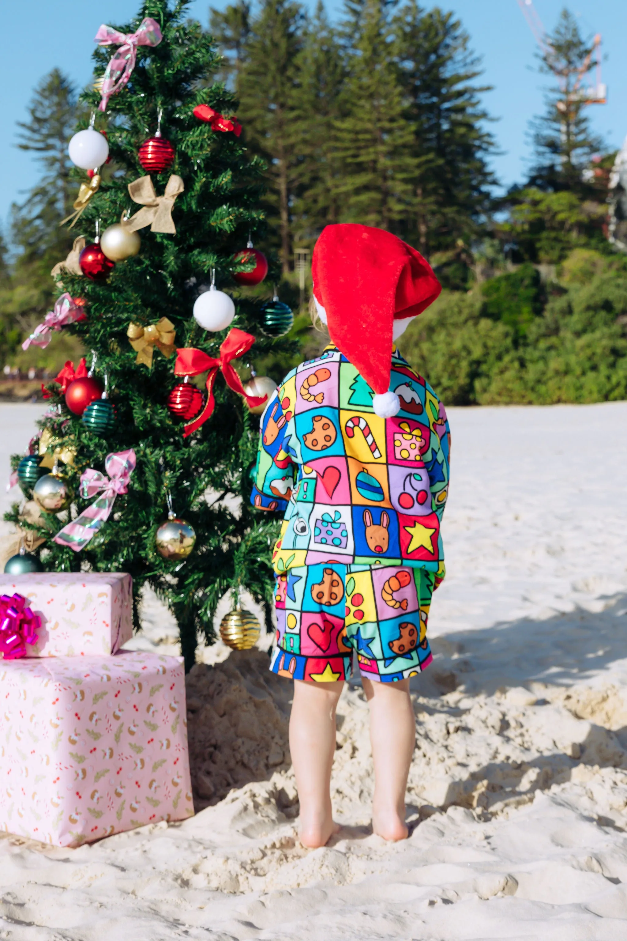 *Pre-Order* Elves Kids Shirt & Shorts Pyjama Set in Christmas Checkers by Kasey Rainbow