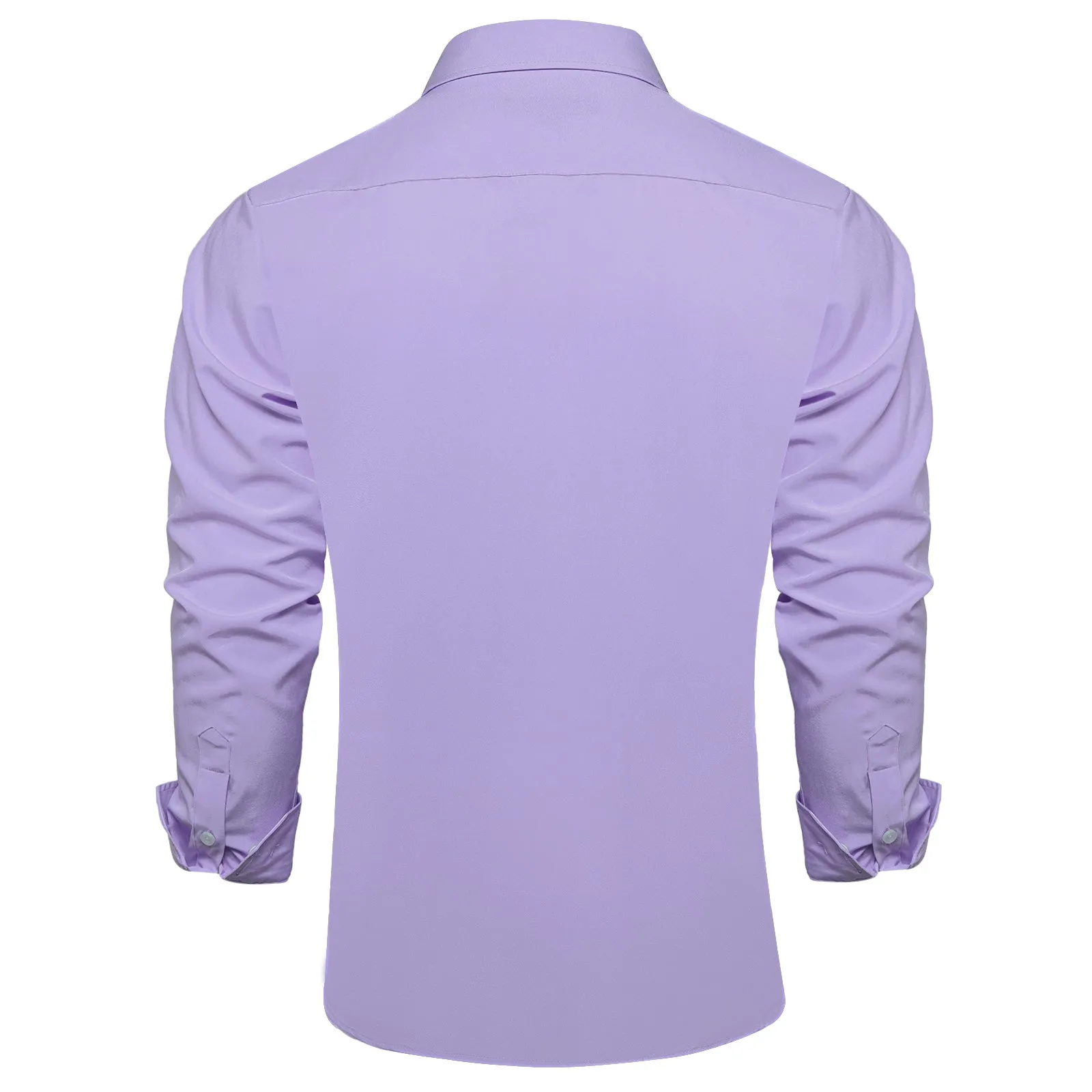 Purple Solid Silk Men's Long Sleeve Business Shirt