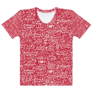 Red Christmas Typography Pattern Women's T-shirt