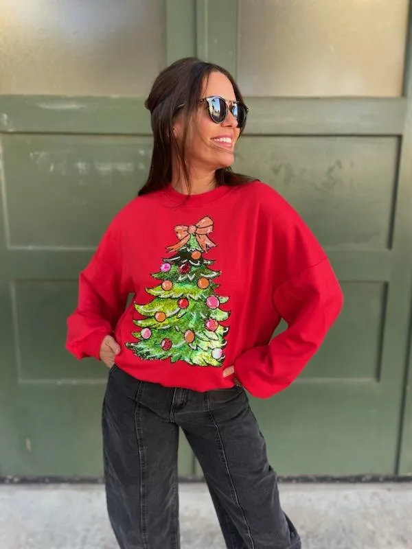 Red Sequin Christmas Sweatshirt