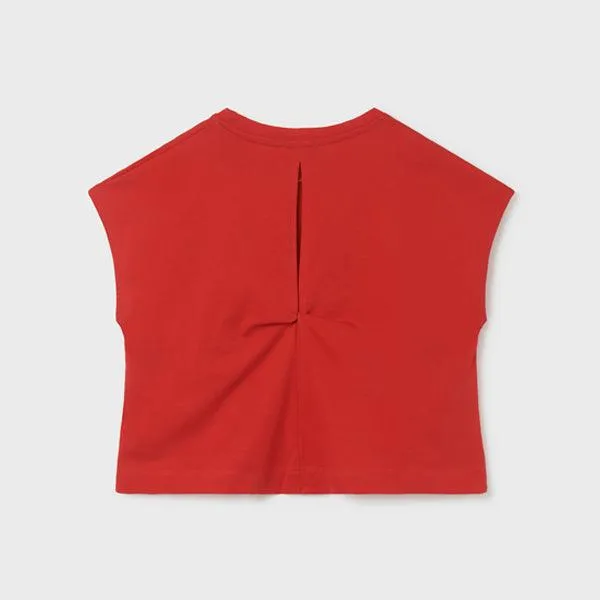 RED SLEEVELESS T-SHIRT FOR GIRLS