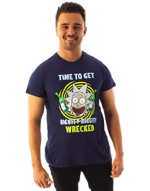 Rick And Morty Riggity Riggity Wrecked Men's T-Shirt - Blue