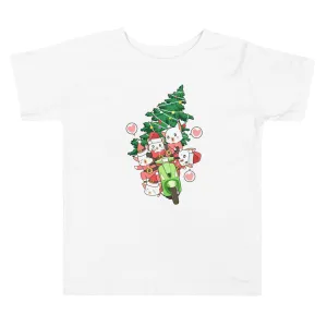 Santa Clause Cats Riding Toddler Short Sleeve Tee