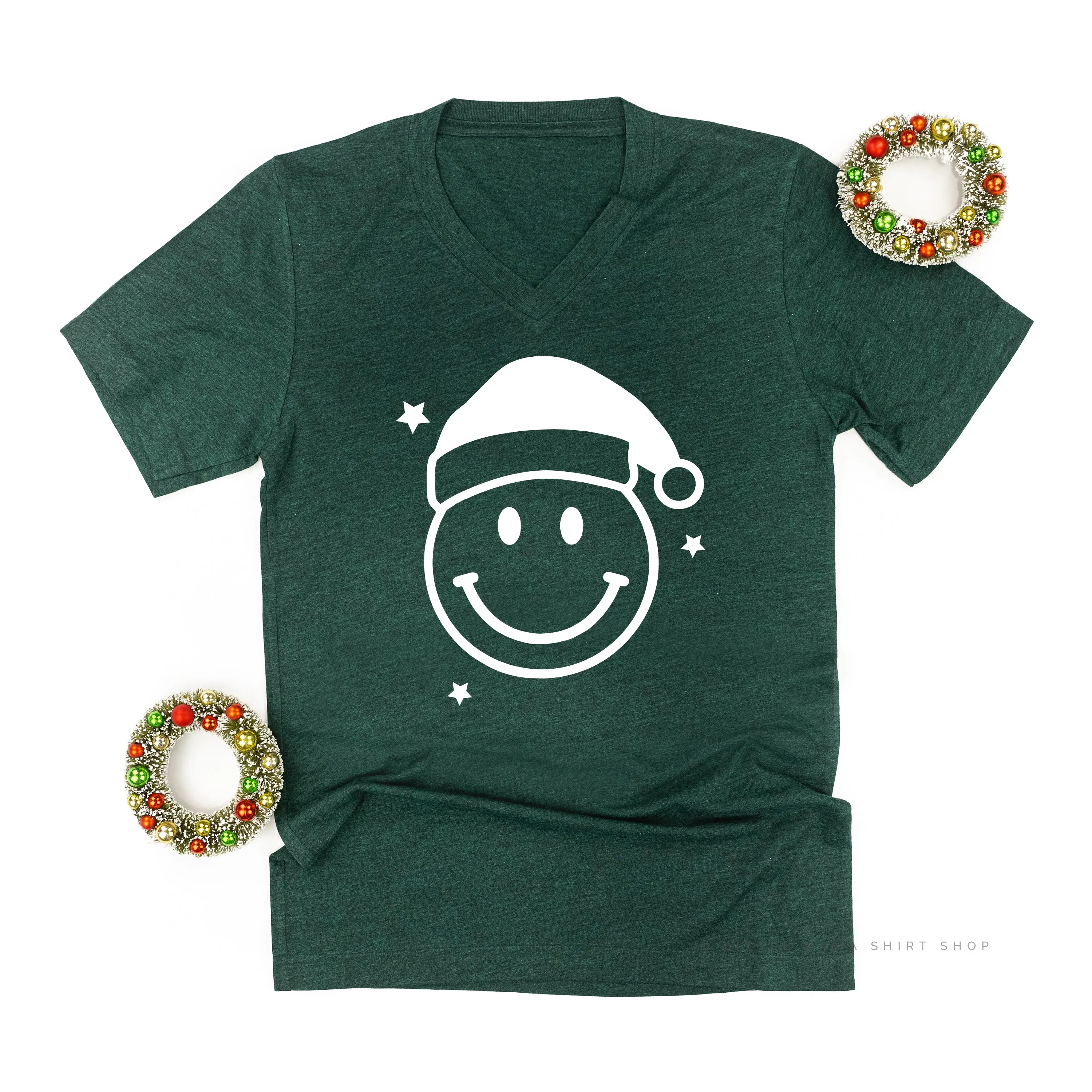 Santa Hat - Smiley Face - Unisex Tee