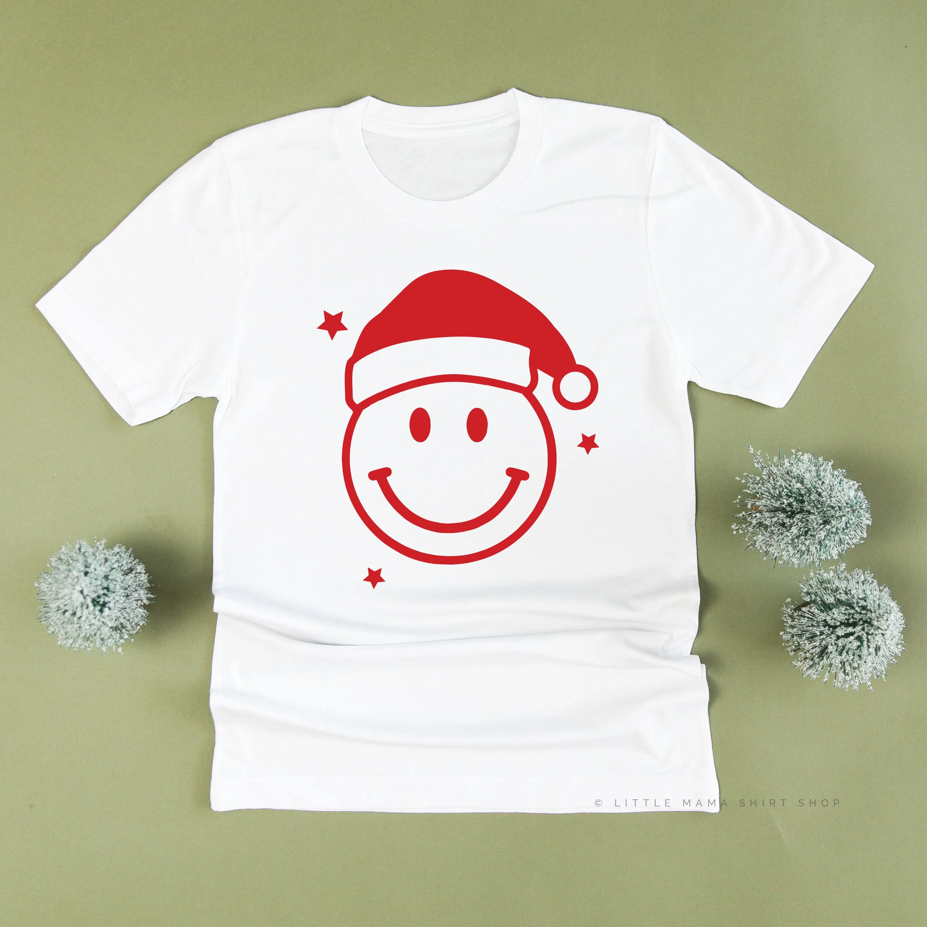 Santa Hat - Smiley Face - Unisex Tee