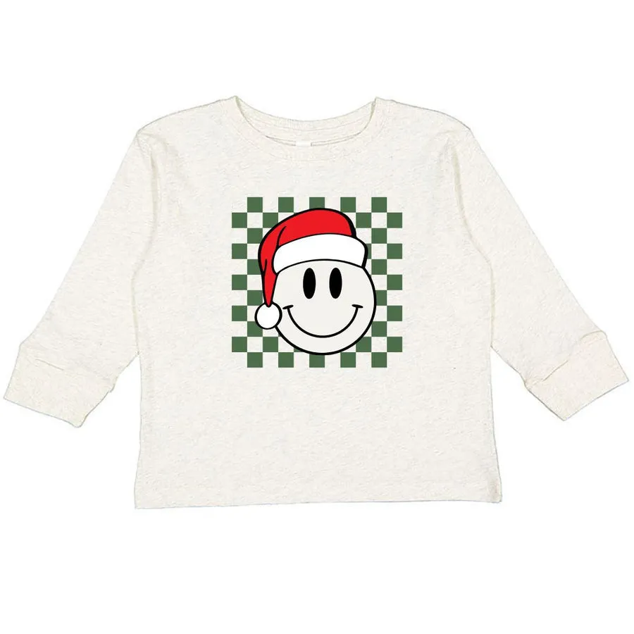 Santa Smiley Christmas LS Shirt- Natural