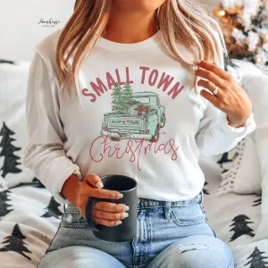 Small Town Christmas Teal Truck Shirt