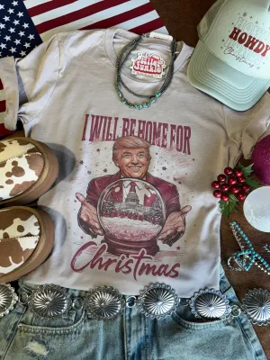 Snowglobe Home for Christmas Trump Graphic Tee