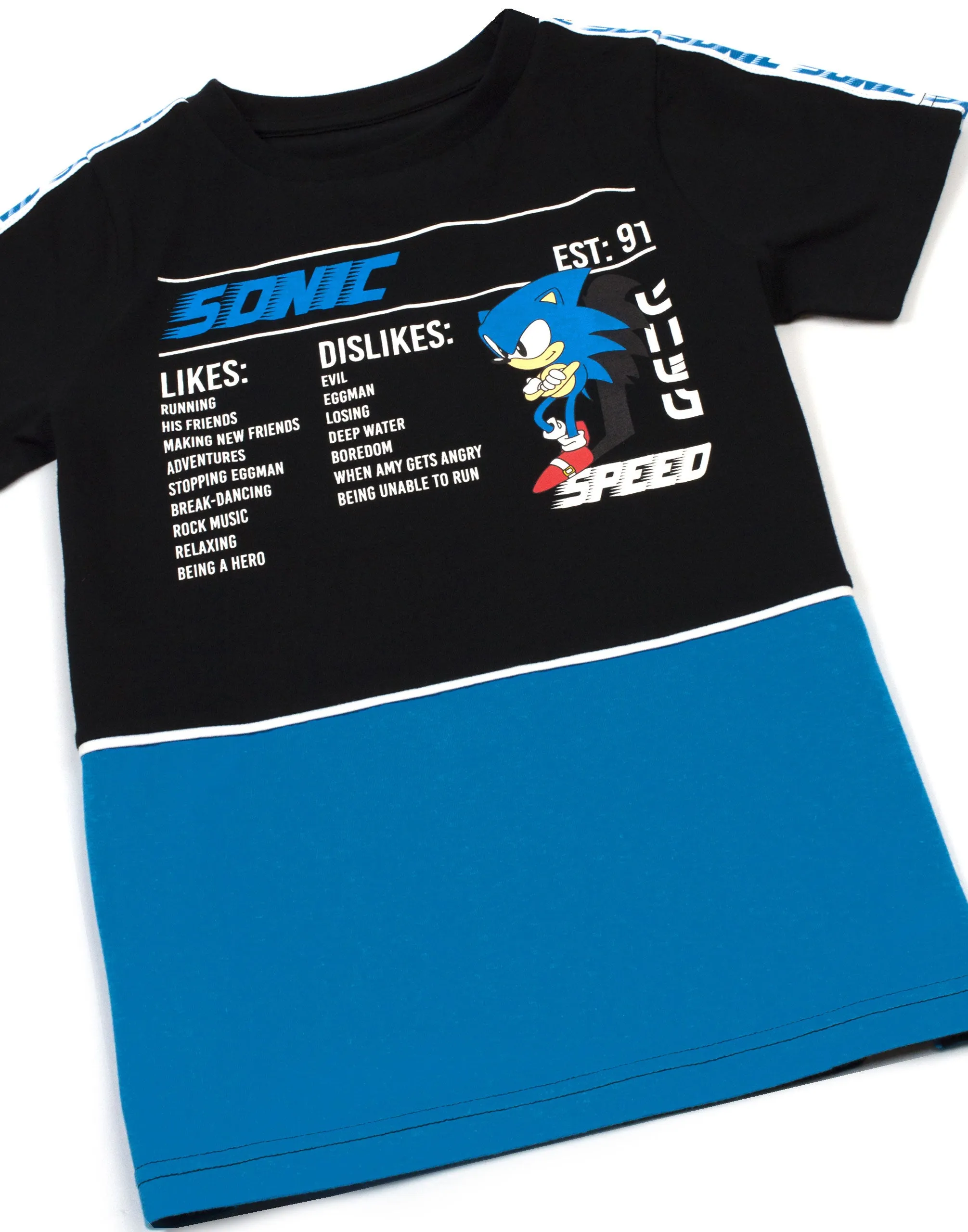 Sonic The Hedgehog Boys T-Shirt For Kids Black Short Sleeve Gamer Top