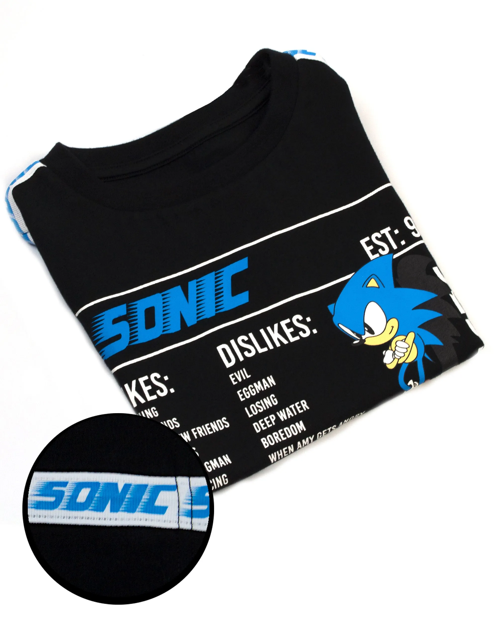 Sonic The Hedgehog Boys T-Shirt For Kids Black Short Sleeve Gamer Top