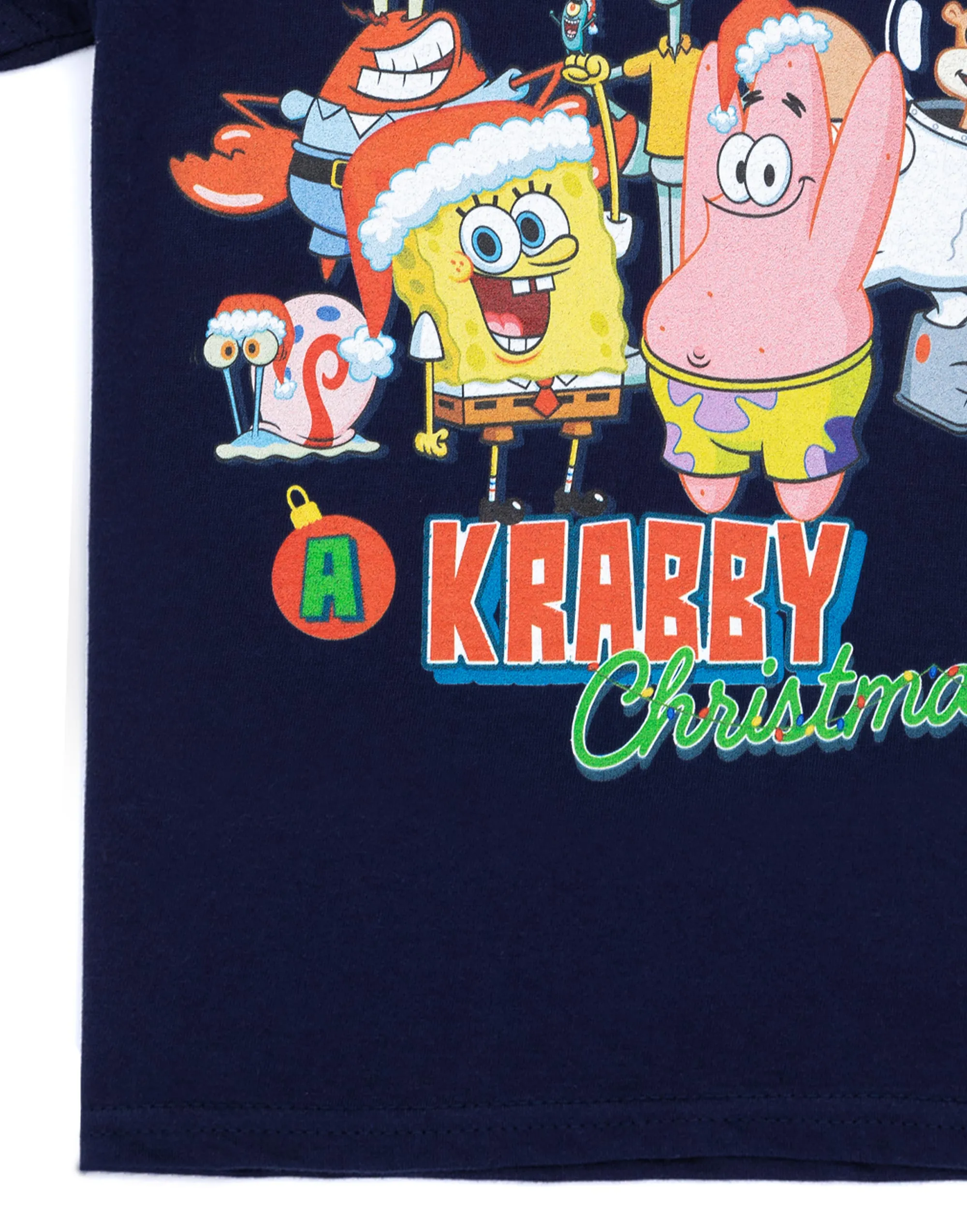 SpongeBob SquarePants Krabby Christmas Kids Navy Short Sleeved T-Shirt