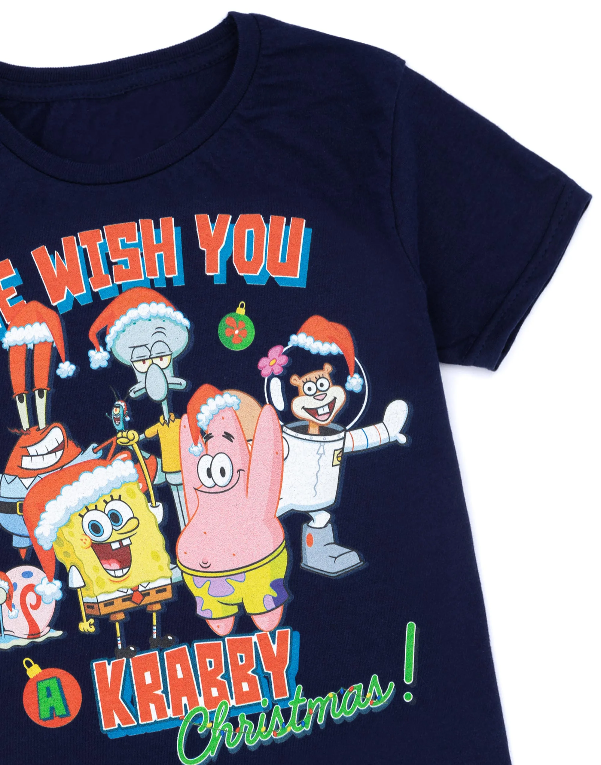 SpongeBob SquarePants Krabby Christmas Kids Navy Short Sleeved T-Shirt