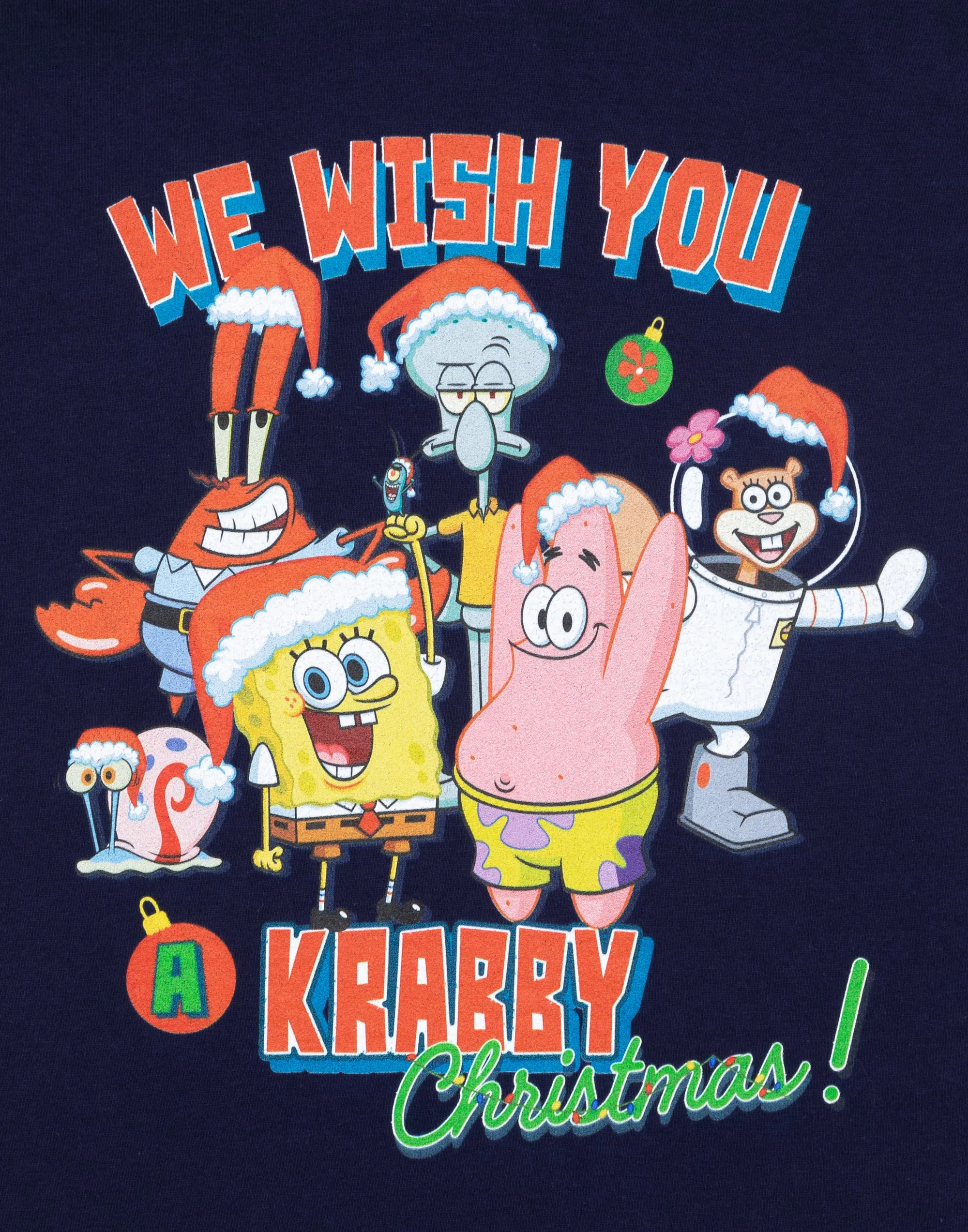 SpongeBob SquarePants Krabby Christmas Kids Navy Short Sleeved T-Shirt