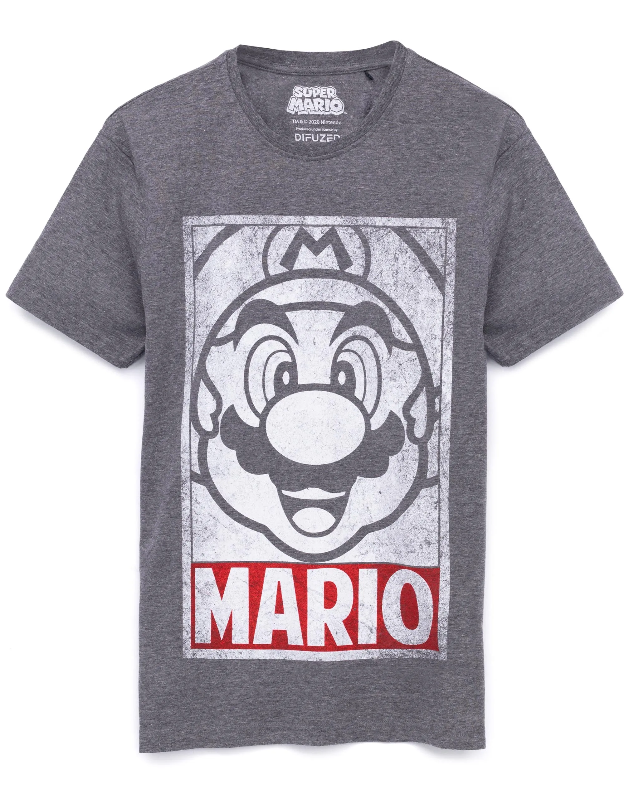 Super Mario Character Poster Men's Grey Short Sleeve T-Shirt