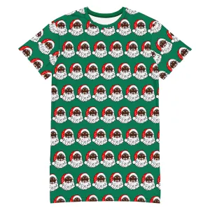 T-shirt dress African American Santa Green