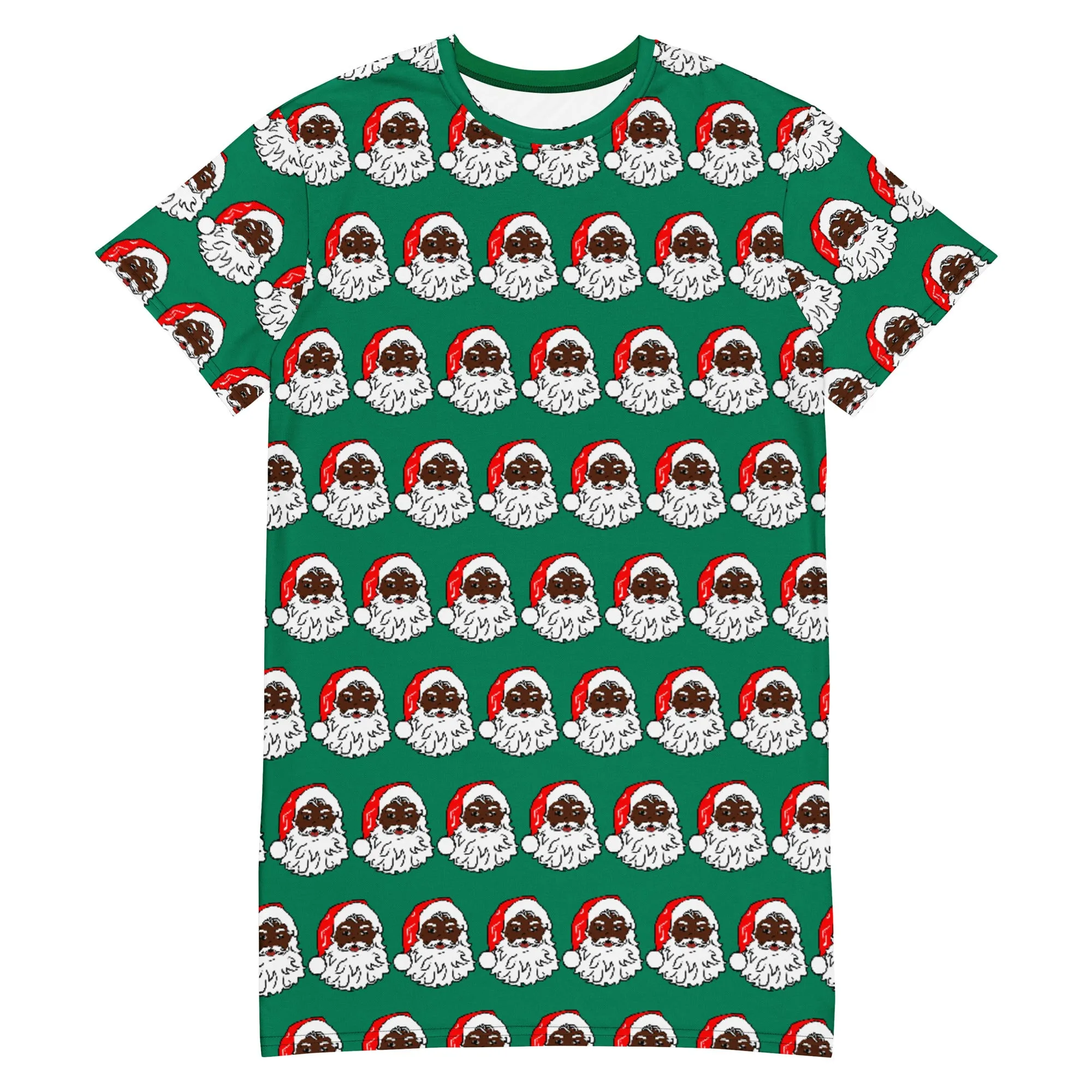 T-shirt dress African American Santa Green