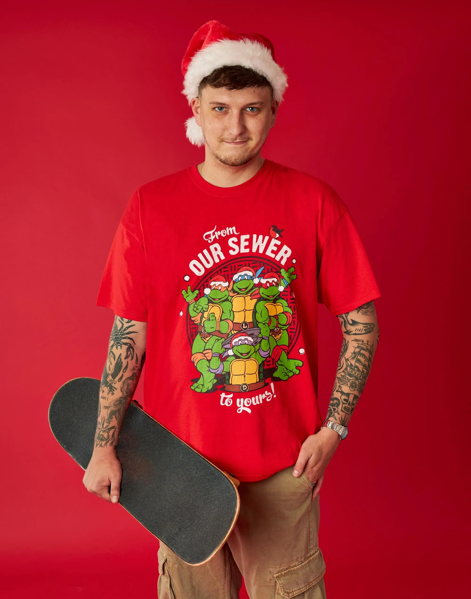 Teenage Mutant Ninja Turtles From Our Sewer to Yours Red Mens Christmas T-Shirt