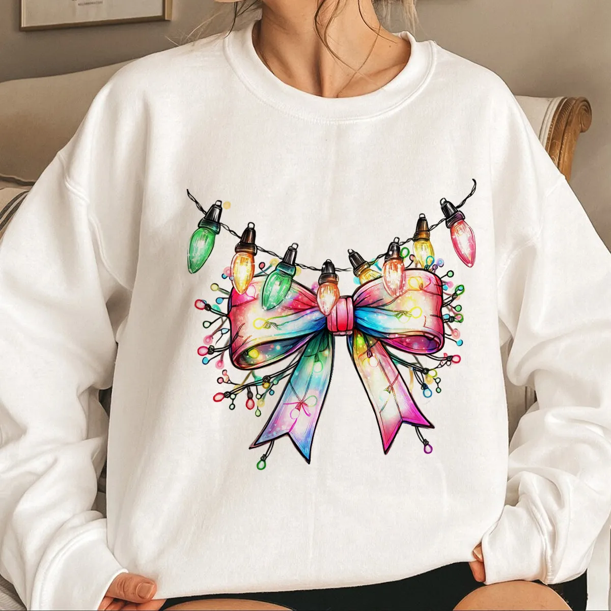 Teesdily | Christ Light Bow Shirt, Christmas Coquette Bow Tee Sweatshirt Hoodie Mug, Xmas Coquette Bow Shirt, Christmas Gift