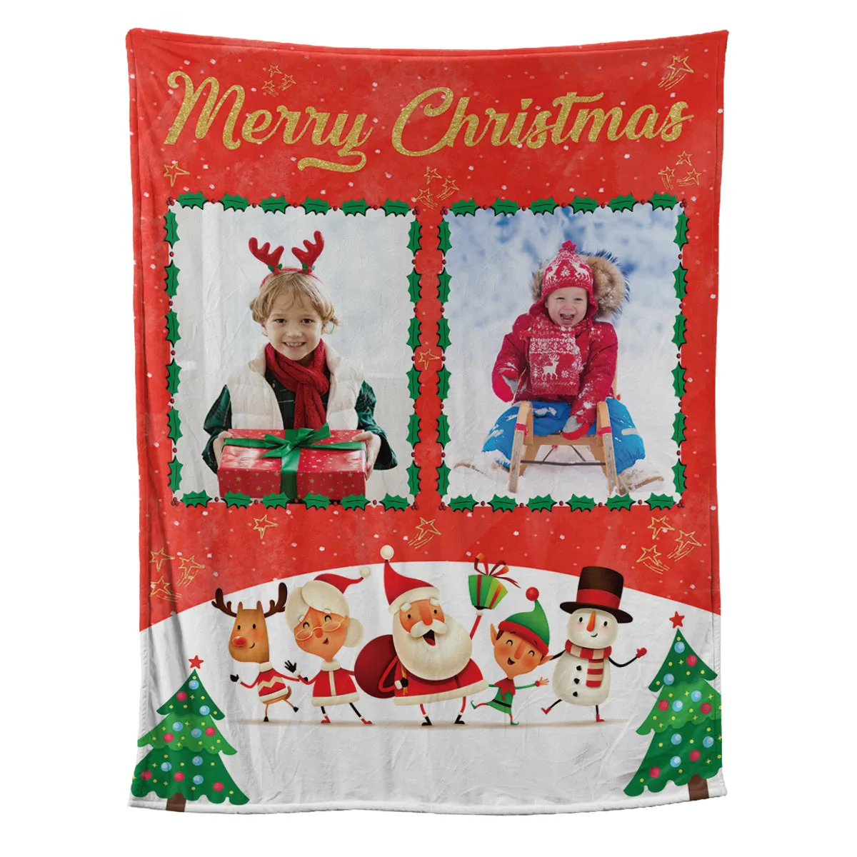 Teesdily | Merry Christmas Custom Blanket With Picture, Cute Christmas Soft Throw Blanket For Kid, Nursery Bedroom Decor, Christmas Personalized Gifts