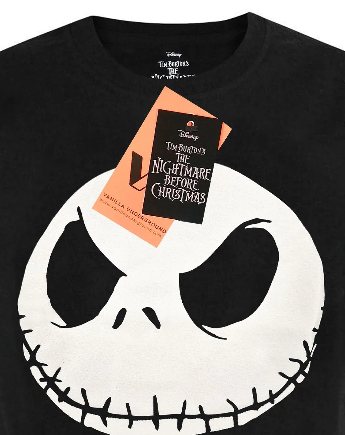 The Nightmare Before Christmas Disney Jack Skellington Glow In The Dark Men's T-Shirt - Black