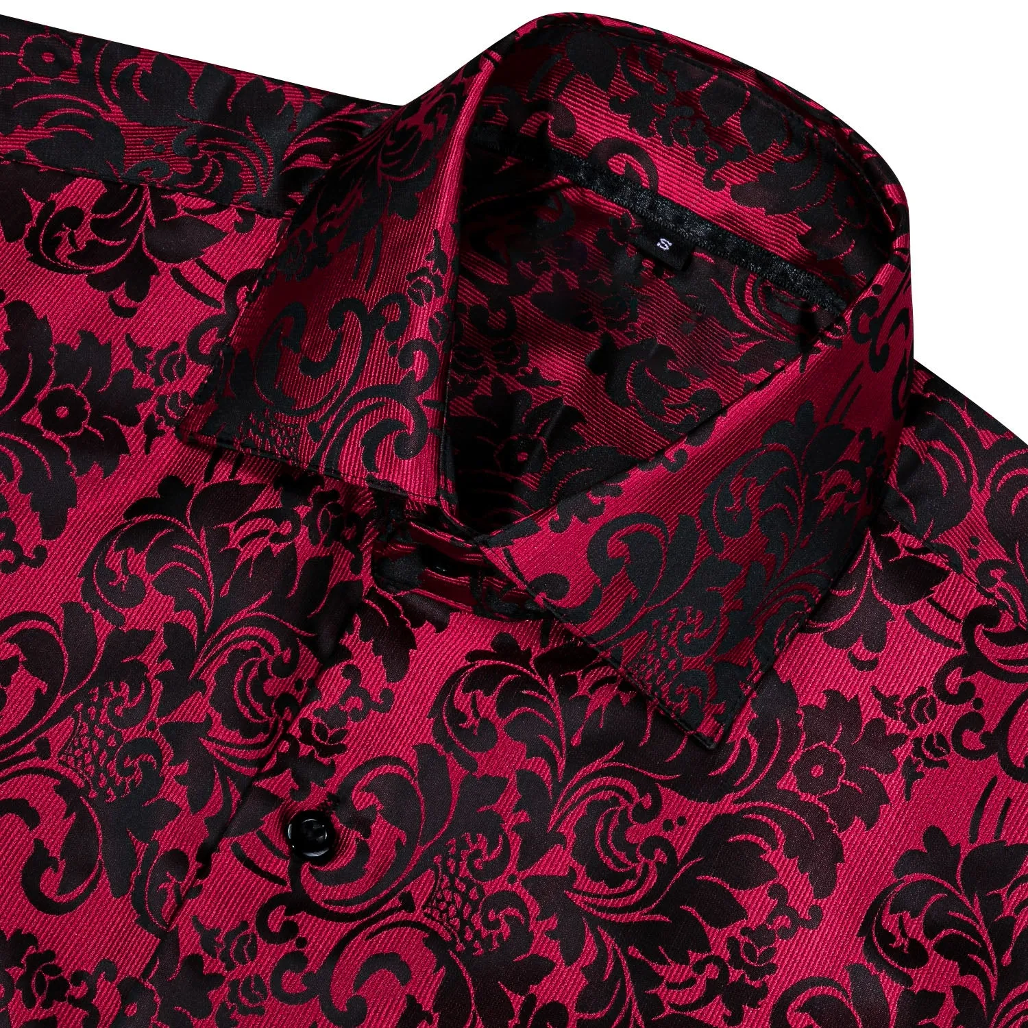 Ties2you Button Down Shirt Classic Red Black Paisley Silk Men's Shirt