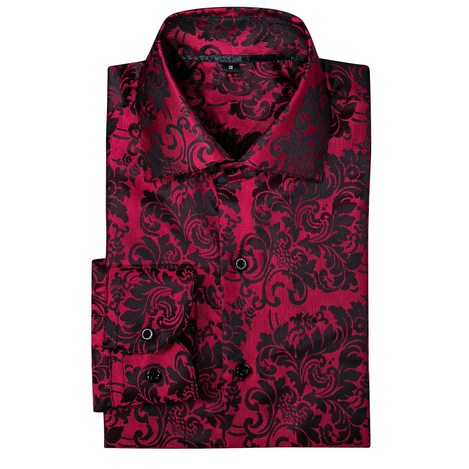 Ties2you Button Down Shirt Classic Red Black Paisley Silk Men's Shirt