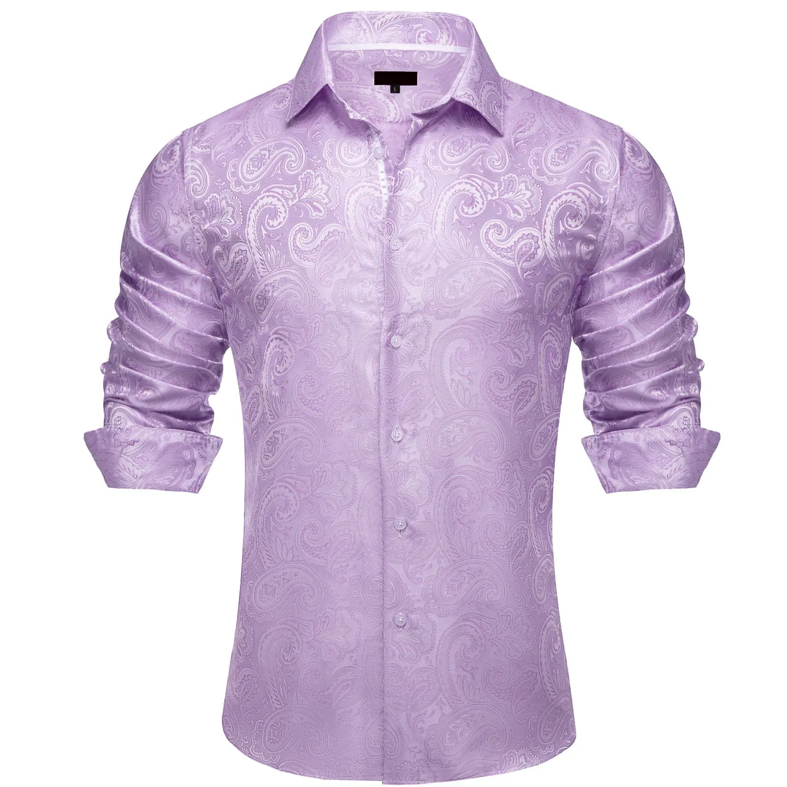 Ties2you Dress Shirt Lavender Purple Paisley Silk Button Down Long Sleeve Shirt for Men