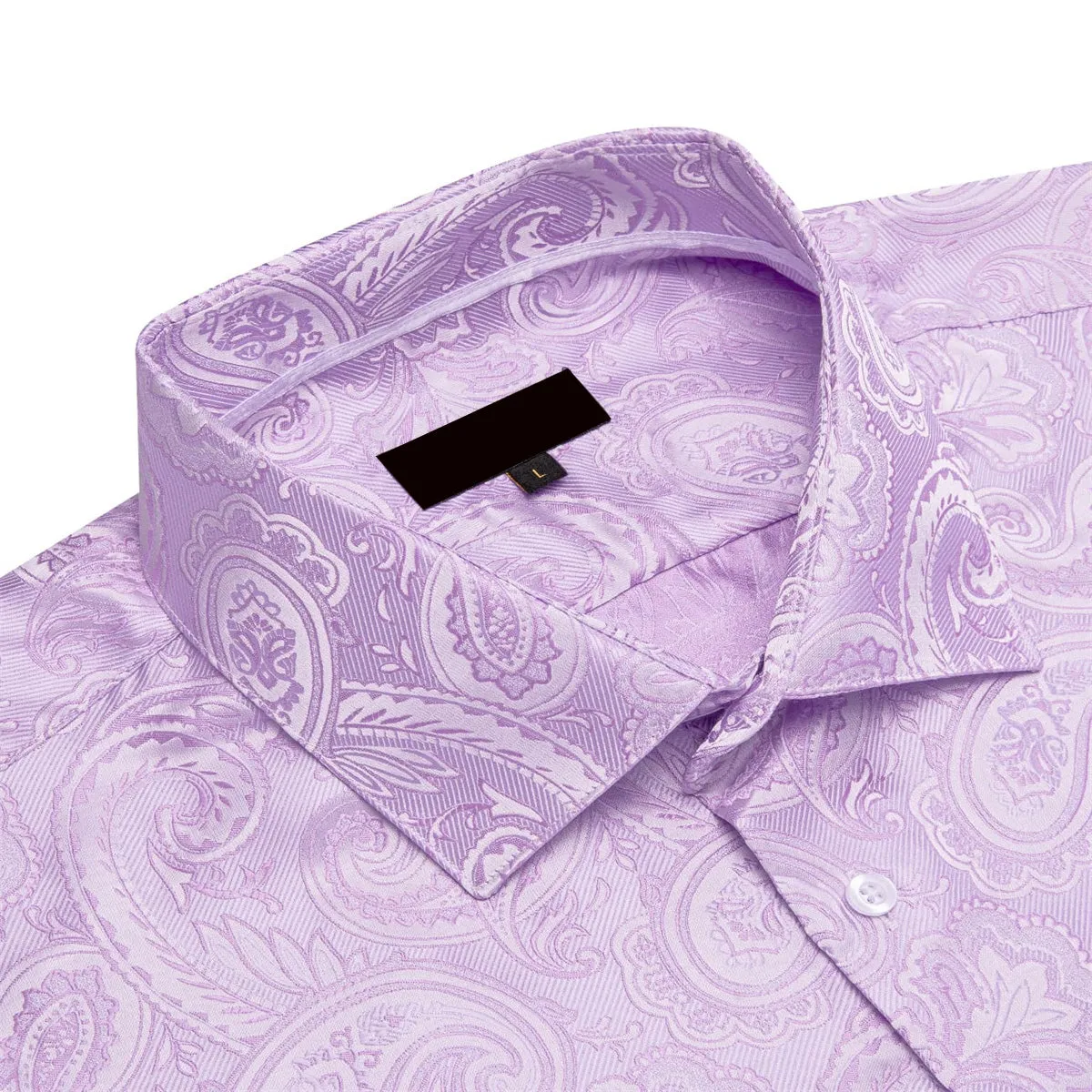 Ties2you Dress Shirt Lavender Purple Paisley Silk Button Down Long Sleeve Shirt for Men