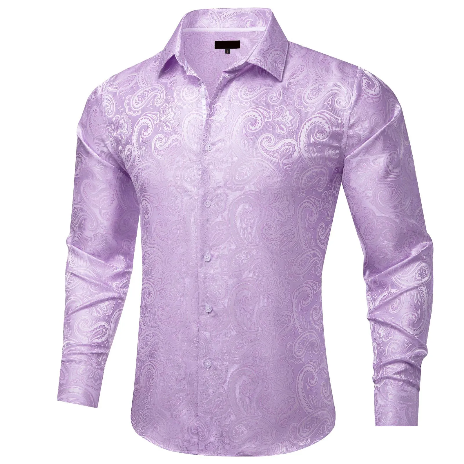 Ties2you Dress Shirt Lavender Purple Paisley Silk Button Down Long Sleeve Shirt for Men