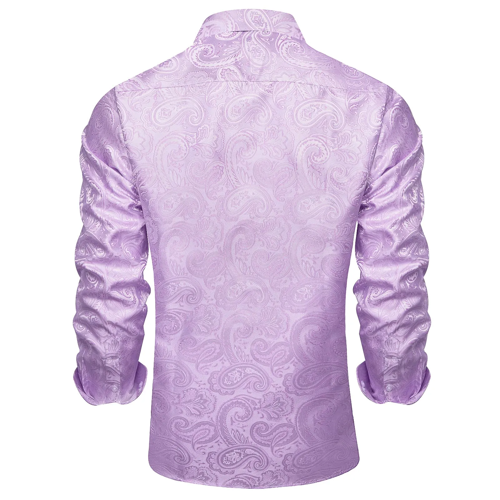 Ties2you Dress Shirt Lavender Purple Paisley Silk Button Down Long Sleeve Shirt for Men