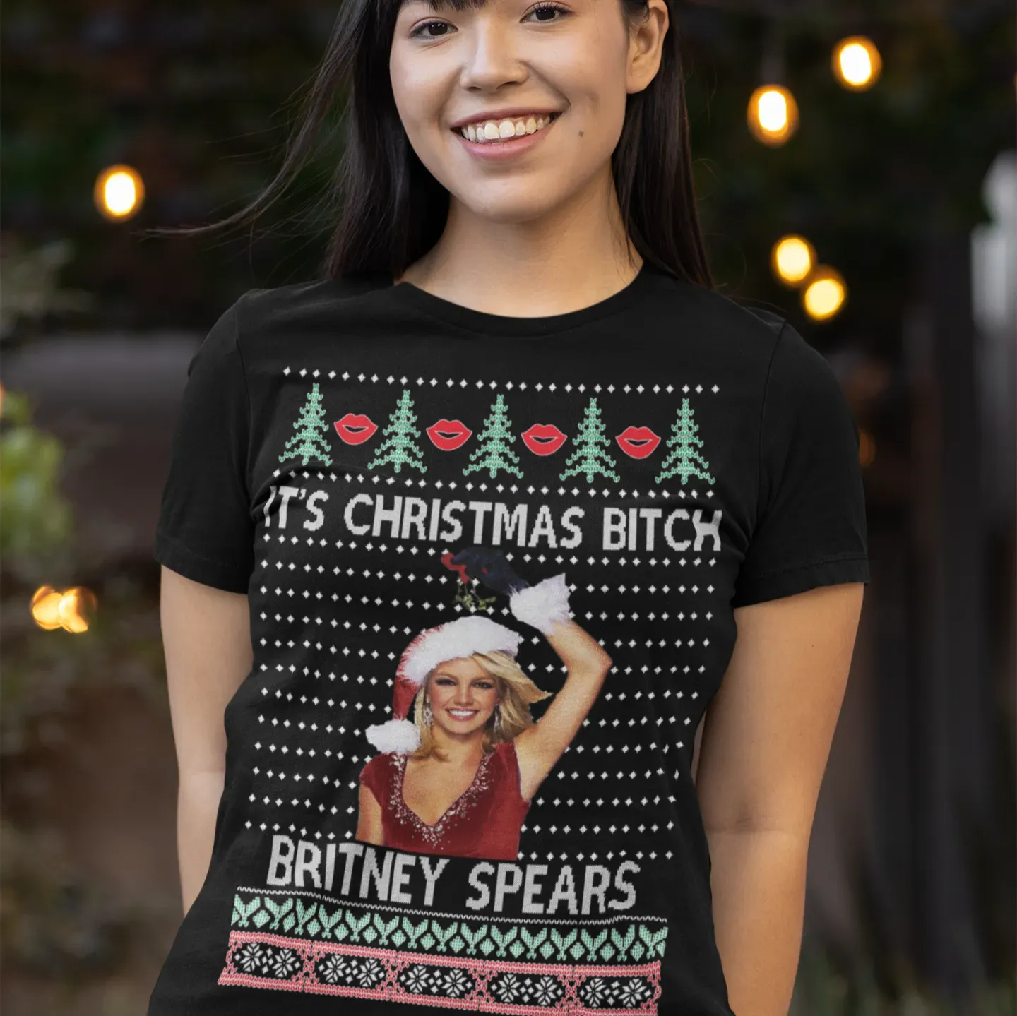 Ugly Christmas Graphic Crewneck Tshirt It's Christmas Bitch Britney