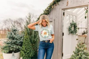 Vintage Pink Santa Wreath Shirt