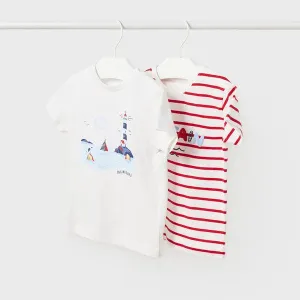 WHITE AND RED BABY BOY T-SHIRT SET