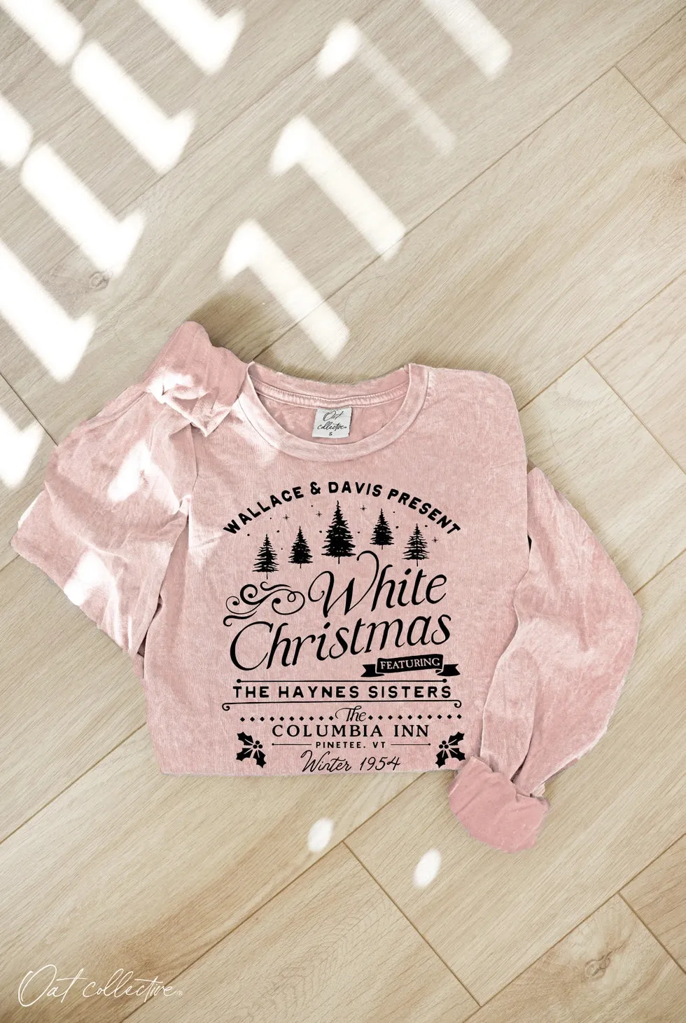 White Christmas Mineral Washed Long Sleeve Graphic Tee