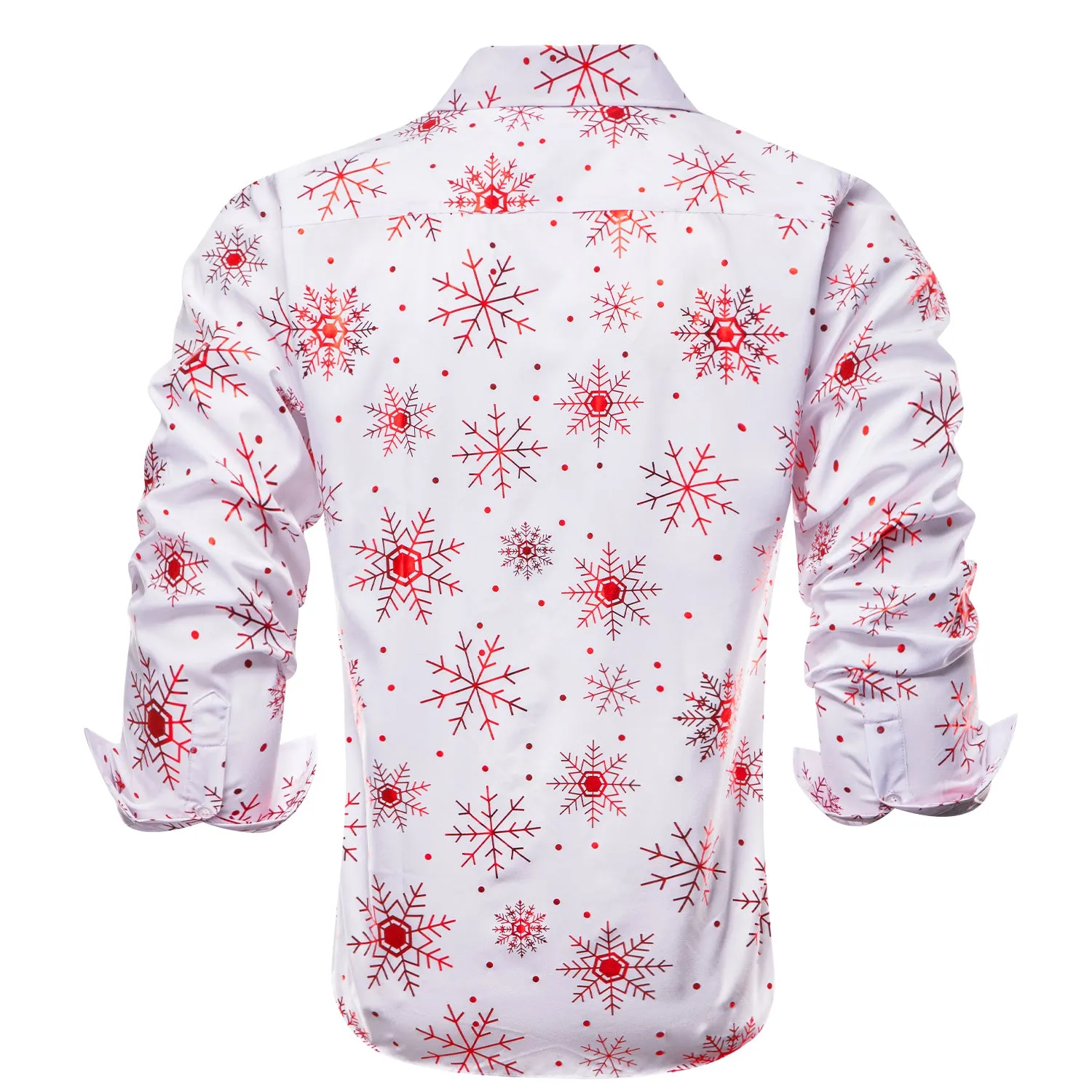 White Christmas Red Snowflake Novelty Men's Long Sleeve Shirt