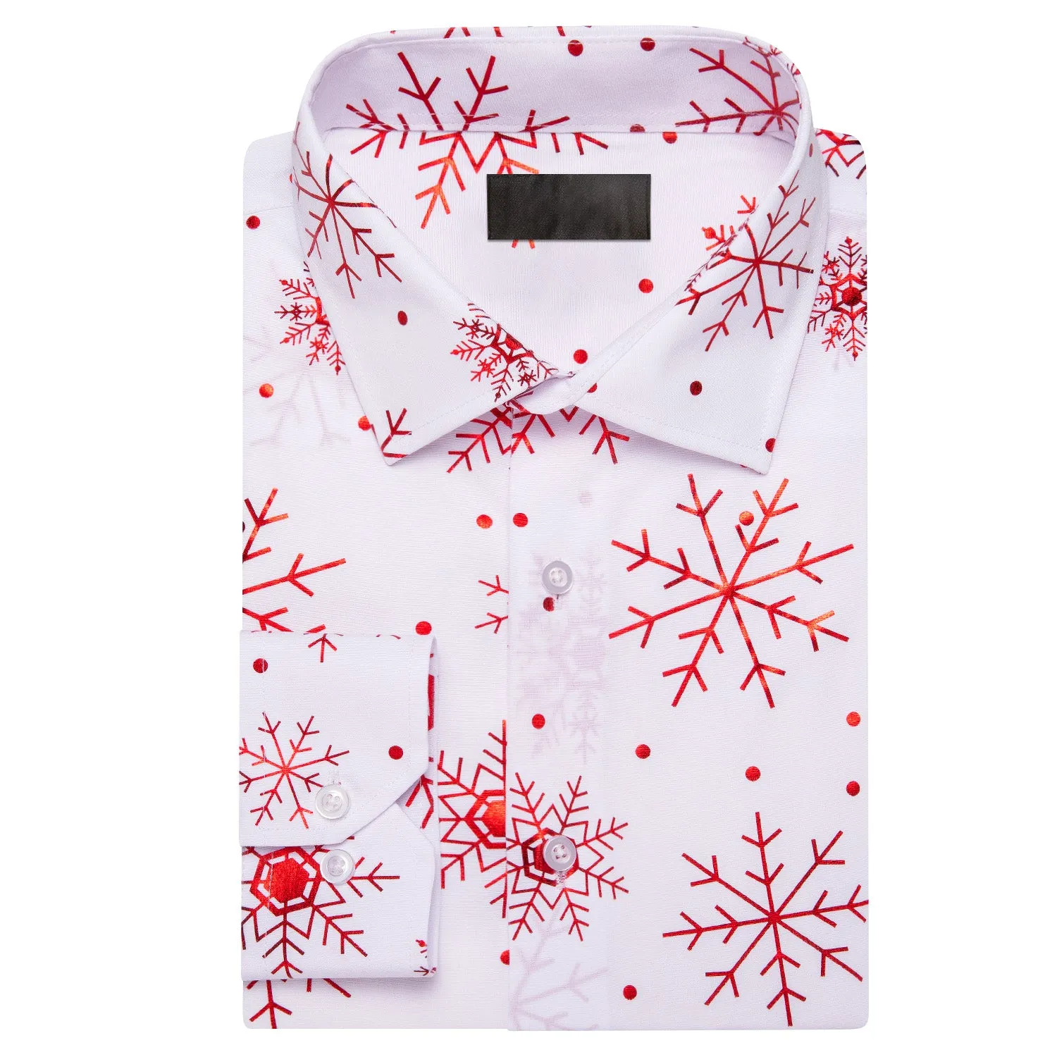 White Christmas Red Snowflake Novelty Men's Long Sleeve Shirt