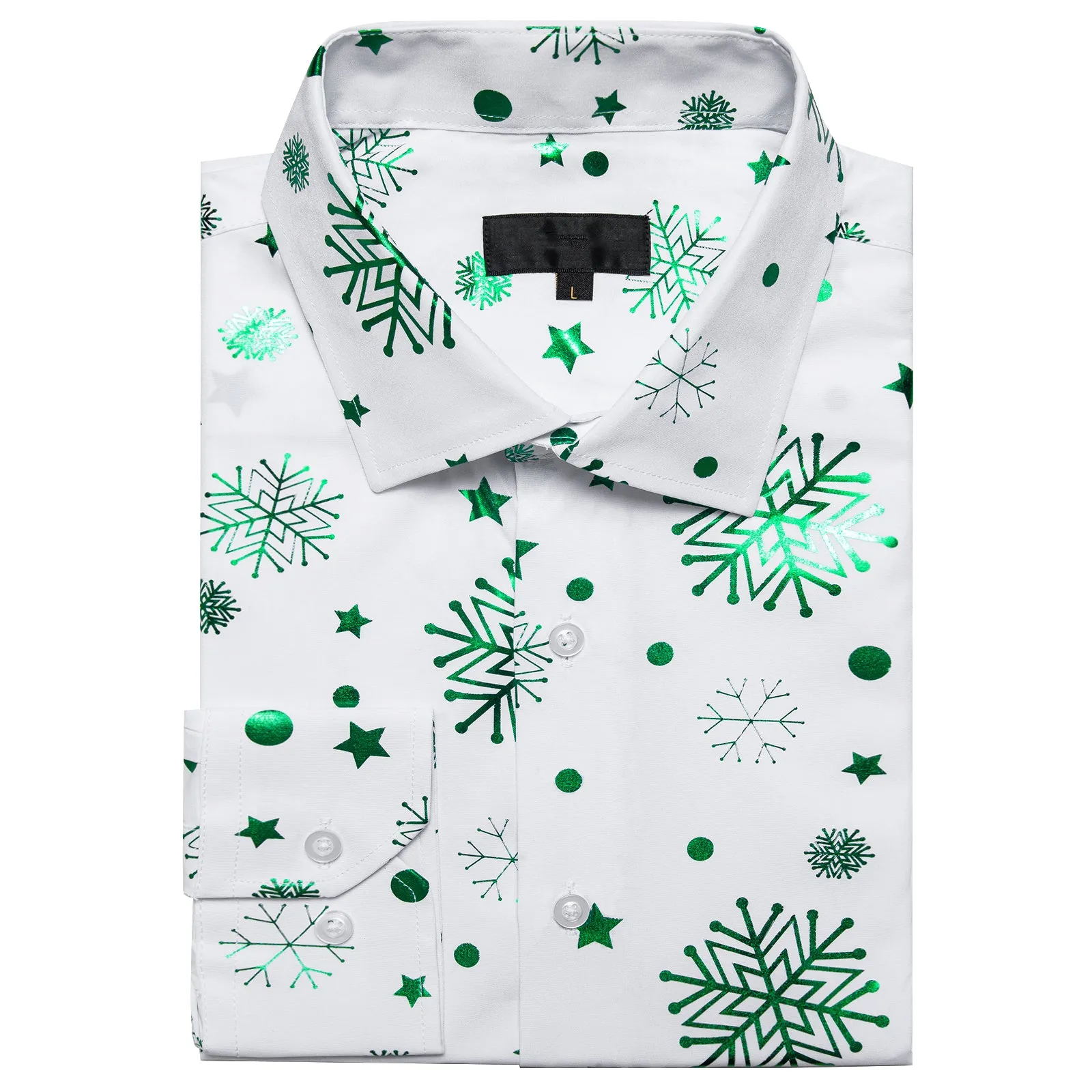 White Green Snowflakes Long Sleeve Shirt Christmas