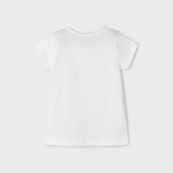 WHITE SHORT SLEEVE GRAPHIC PRINT  T-SHIRT FOR GIRLS