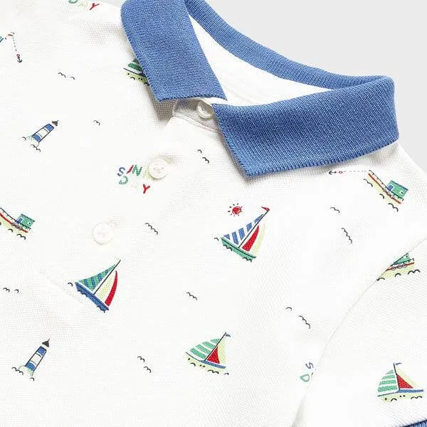 WHITE SHORT SLEEVE POLO SHIRT FOR BABY BOYS