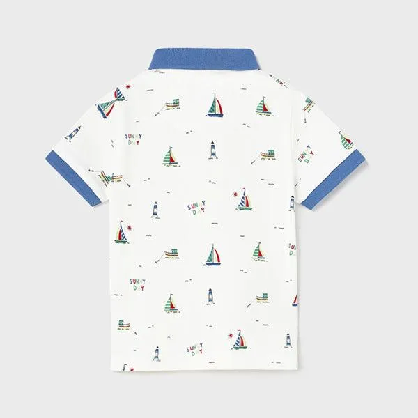 WHITE SHORT SLEEVE POLO SHIRT FOR BABY BOYS