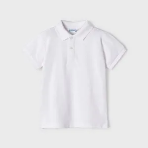 WHITE SHORT SLEEVE POLO T-SHIRT FOR SMALL BOYS