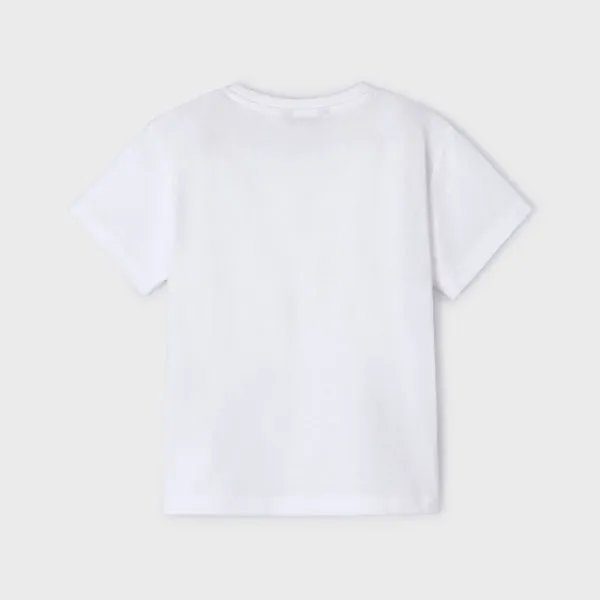 WHITE SHORT SLEEVE ROUND NECK T-SHIRT FOR BOYS