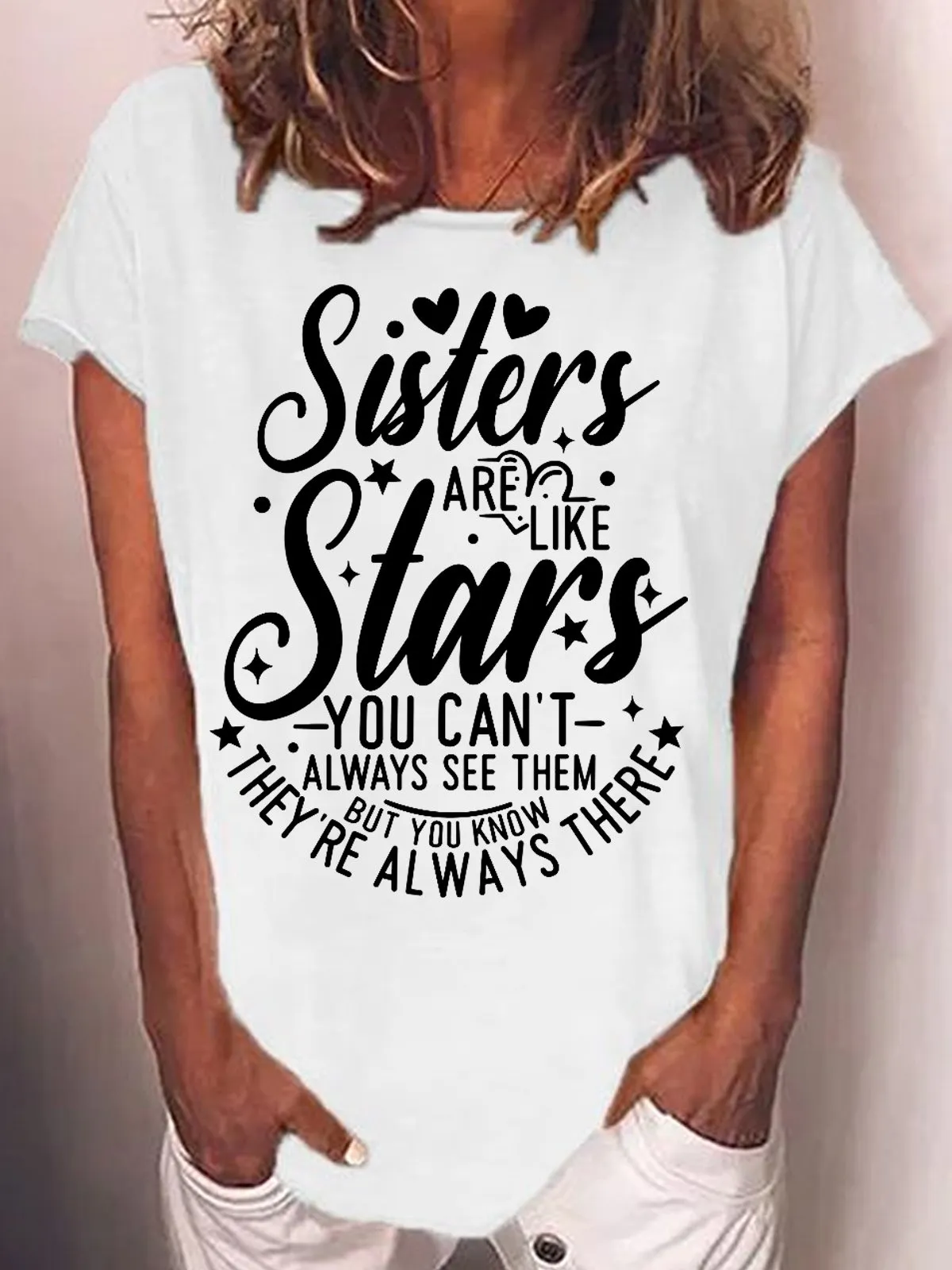 Womens Funny Sisters Casual T-Shirt